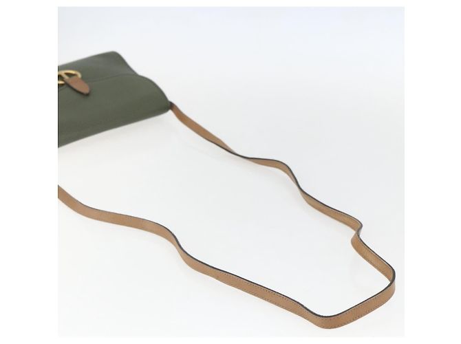 Bolsa de Ombro Christian Dior em Couro Caqui Dourado Auth ar13898 - vista 7