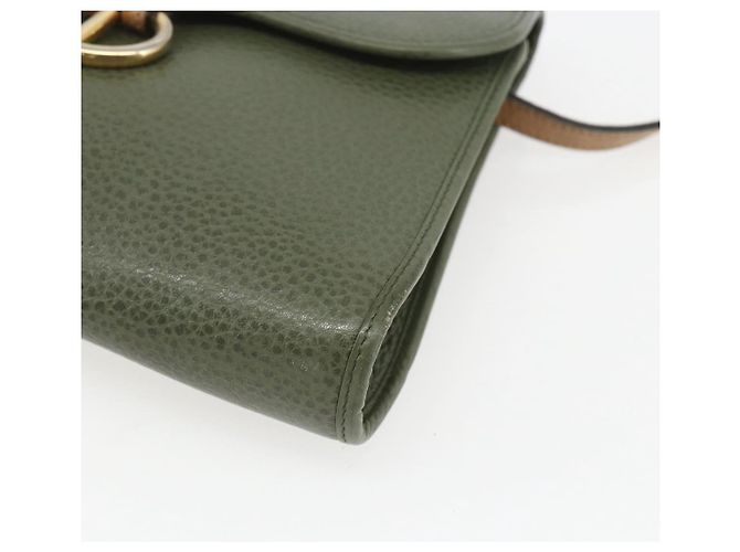 Bolsa de Ombro Christian Dior em Couro Caqui Dourado Auth ar13898 - vista 9