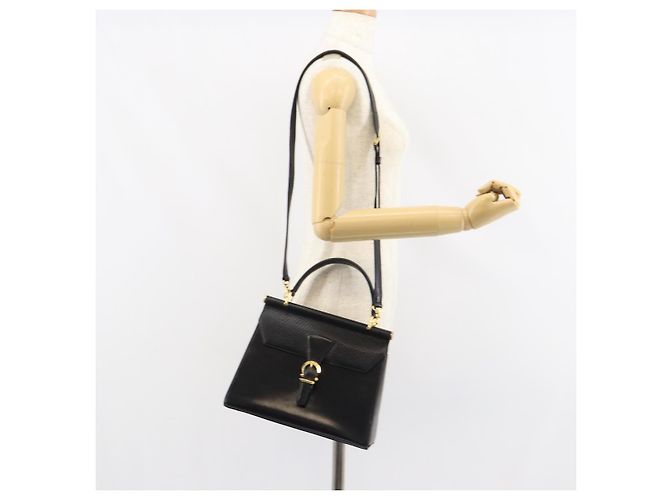 VALENTINO Borsa a mano in pelle 2 in 1 Nero Oro Auth ar13911 D'oro - vista 25