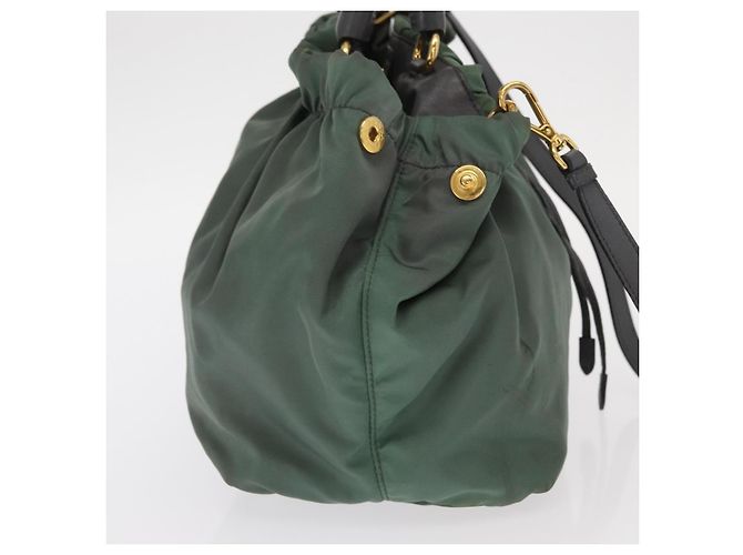 Borsa Tote PRADA Nylon 2in1 Kaki Oro Auth bs32071 D'oro Cachi - vista 4