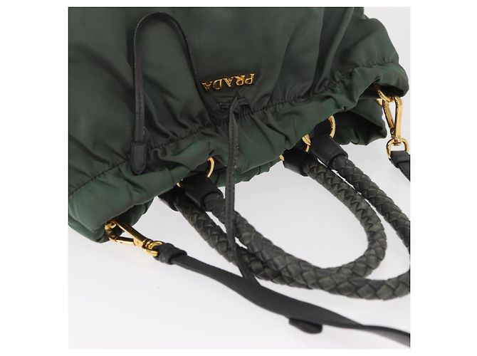 Borsa Tote PRADA Nylon 2in1 Kaki Oro Auth bs32071 D'oro Cachi - vista 6