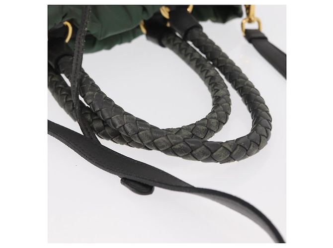 Borsa Tote PRADA Nylon 2in1 Kaki Oro Auth bs32071 D'oro Cachi - vista 7