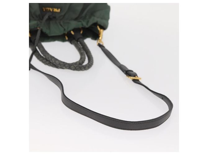 Borsa Tote PRADA Nylon 2in1 Kaki Oro Auth bs32071 D'oro Cachi - vista 9