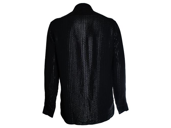 Camisa a rayas metálica Saint Laurent en negro - vista 2
