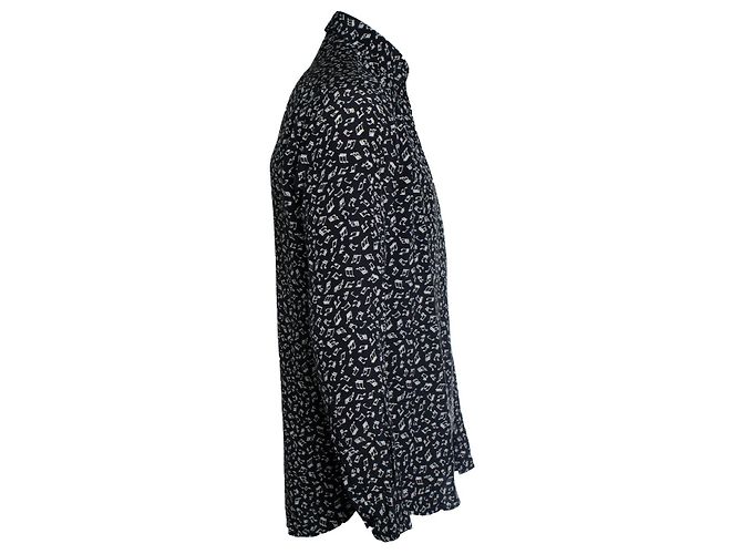 Camisa negra Saint Laurent con estampado de nota musical Negro - vista 4