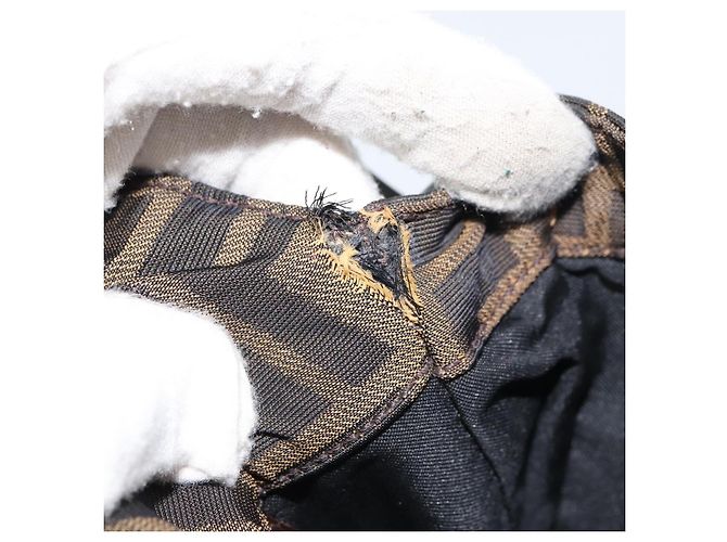 Borsa a Spalla in Tela Zucca FENDI Nera Marrone Auth 156141 Nero - vista 11