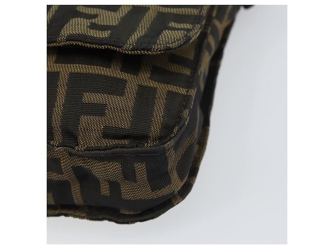 Borsa a Spalla in Tela Zucca FENDI Nera Marrone Auth 156141 Nero - vista 14