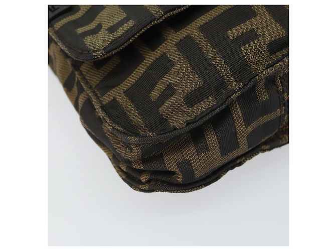 Borsa a Spalla in Tela Zucca FENDI Nera Marrone Auth 156141 Nero - vista 15