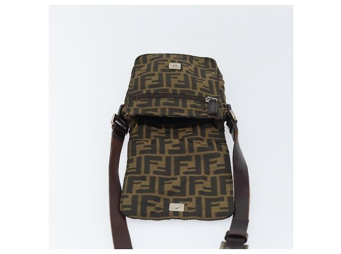 Borsa a Spalla in Tela Zucca FENDI Nera Marrone Auth 156141 Nero - vista 19