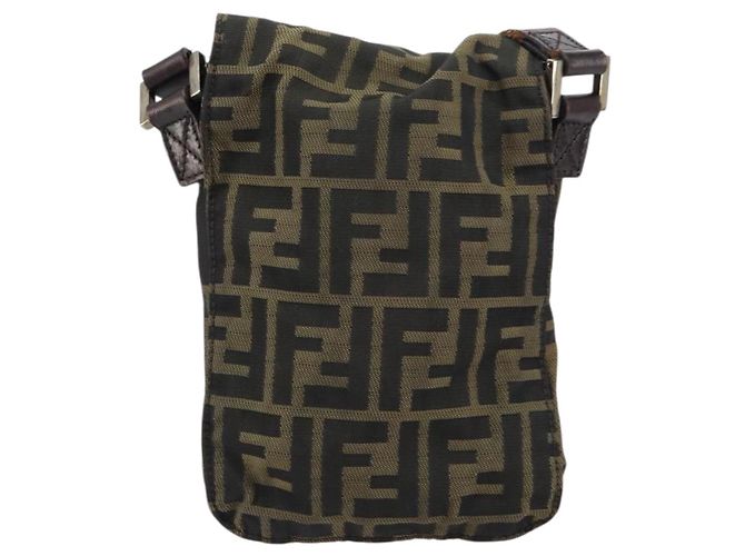 Borsa a Spalla in Tela Zucca FENDI Nera Marrone Auth 156141 Nero - vista 2