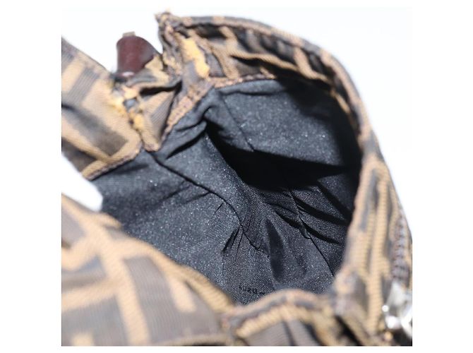 Borsa a Spalla in Tela Zucca FENDI Nera Marrone Auth 156141 Nero - vista 21