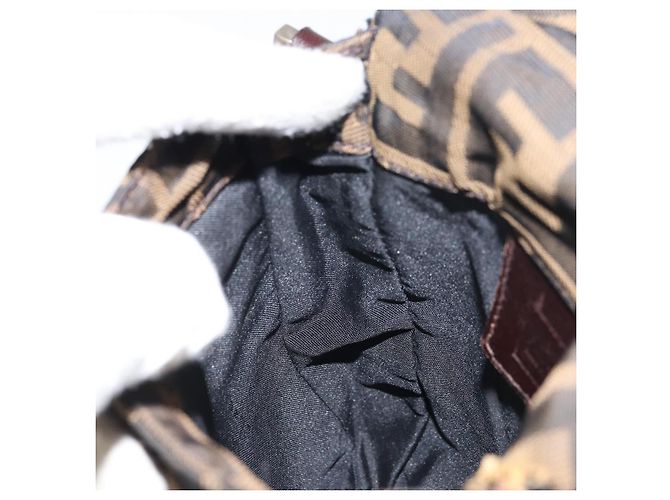 Borsa a Spalla in Tela Zucca FENDI Nera Marrone Auth 156141 Nero - vista 22