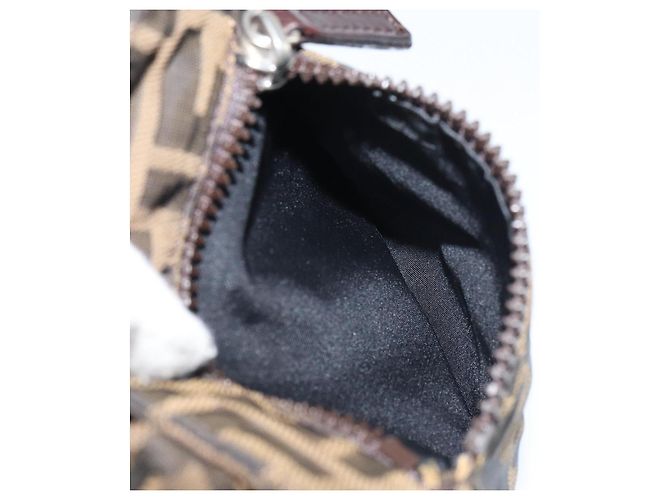 Borsa a Spalla in Tela Zucca FENDI Nera Marrone Auth 156141 Nero - vista 23