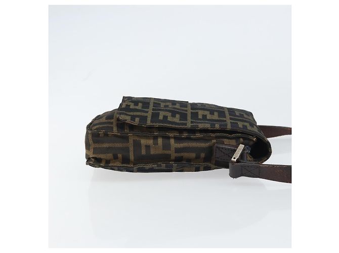 Borsa a Spalla in Tela Zucca FENDI Nera Marrone Auth 156141 Nero - vista 3