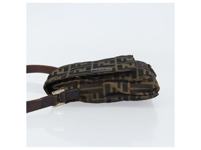 Borsa a Spalla in Tela Zucca FENDI Nera Marrone Auth 156141 Nero - vista 4
