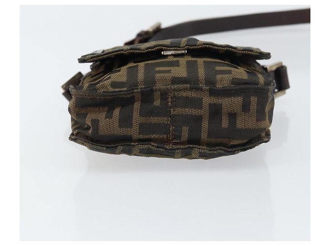 Borsa a Spalla in Tela Zucca FENDI Nera Marrone Auth 156141 Nero - vista 5