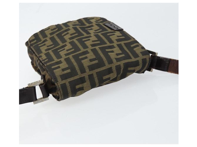Borsa a Spalla in Tela Zucca FENDI Nera Marrone Auth 156141 Nero - vista 6