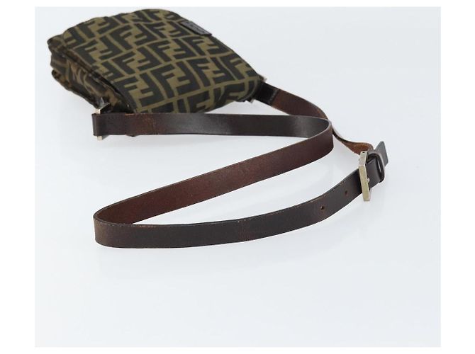 Borsa a Spalla in Tela Zucca FENDI Nera Marrone Auth 156141 Nero - vista 7