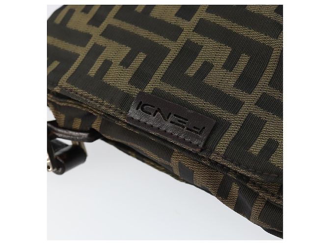 Borsa a Spalla in Tela Zucca FENDI Nera Marrone Auth 156141 Nero - vista 9