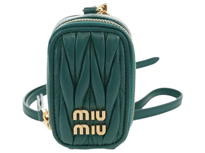 Pochette Miu Miu Matelassé Pelle Verde Oro Auth 158101SM D'oro - vista 13