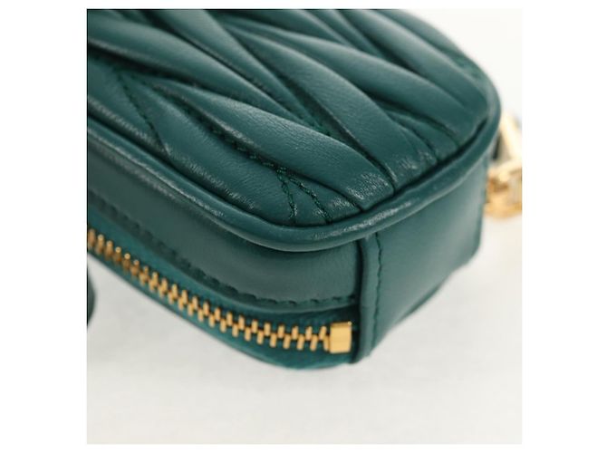 Pochette Miu Miu Matelassé Pelle Verde Oro Auth 158101SM D'oro - vista 17