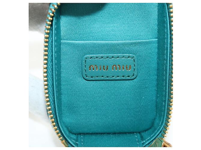 Pochette Miu Miu Matelassé Pelle Verde Oro Auth 158101SM D'oro - vista 21