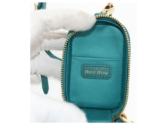 Pochette Miu Miu Matelassé Pelle Verde Oro Auth 158101SM D'oro - vista 22