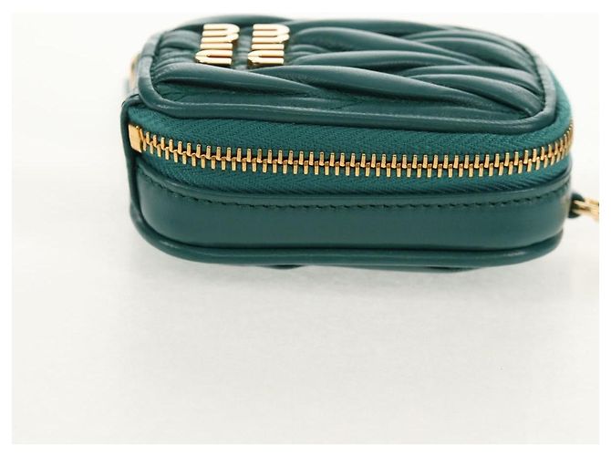 Pochette Miu Miu Matelassé Pelle Verde Oro Auth 158101SM D'oro - vista 4