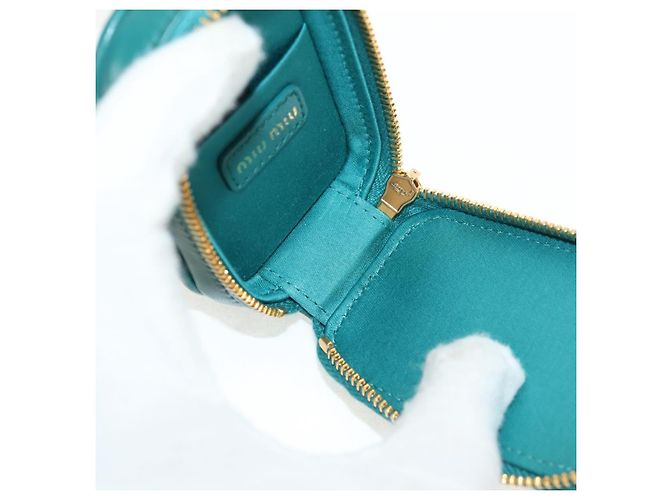 Pochette Miu Miu Matelassé Pelle Verde Oro Auth 158101SM D'oro - vista 8