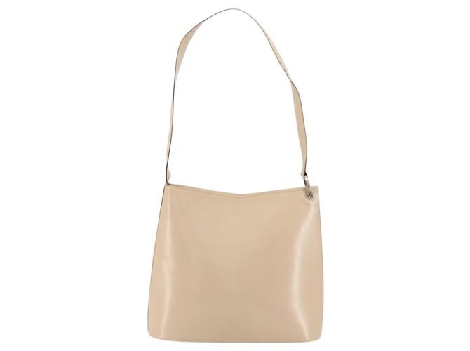 Borsa a Spalla Gancini in Pelle Beige Argento Auth 160686 di Salvatore Ferragamo - vista 2