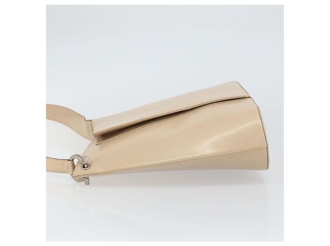 Borsa a Spalla Gancini in Pelle Beige Argento Auth 160686 di Salvatore Ferragamo - vista 4
