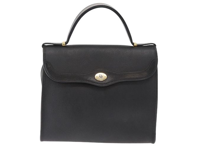 Borsa a mano in tela a nido d'ape PVC 2 in 1 nera e oro Christian Dior Auth ep12478 Nero D'oro - vista 13