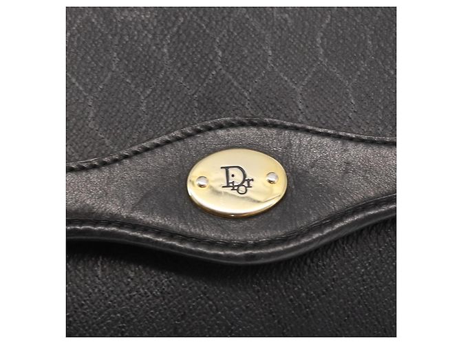 Borsa a mano in tela a nido d'ape PVC 2 in 1 nera e oro Christian Dior Auth ep12478 Nero D'oro - vista 17