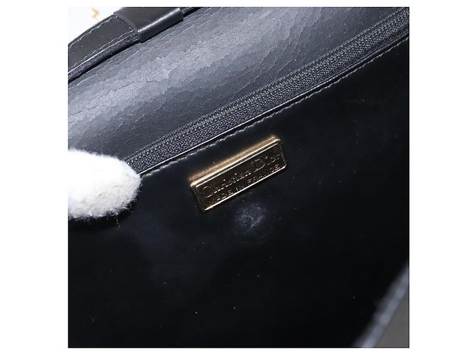 Borsa a mano in tela a nido d'ape PVC 2 in 1 nera e oro Christian Dior Auth ep12478 Nero D'oro - vista 19