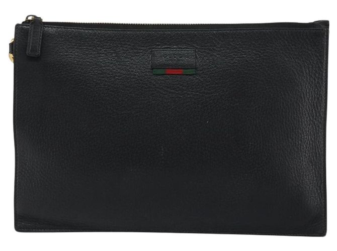 GUCCI Borsa Clutch Web Sherry in Pelle Nera e Oro 428758 Auth bs32046 Nero D'oro - vista 13