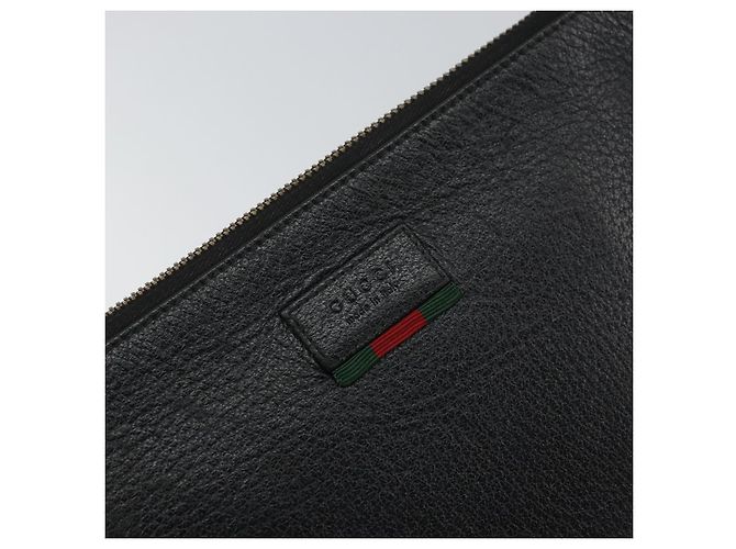 GUCCI Borsa Clutch Web Sherry in Pelle Nera e Oro 428758 Auth bs32046 Nero D'oro - vista 17