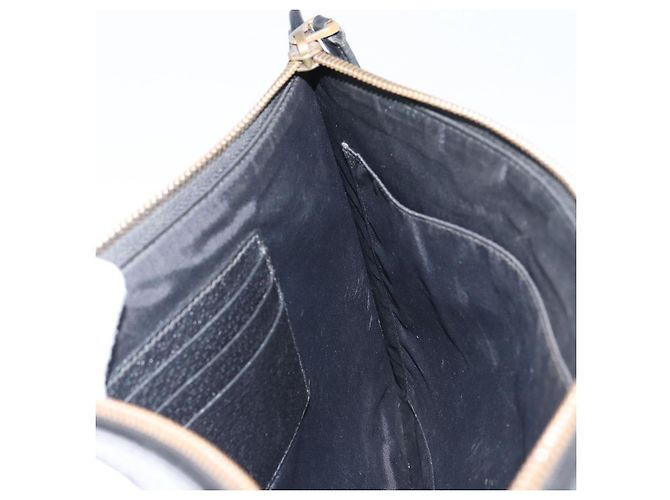 GUCCI Borsa Clutch Web Sherry in Pelle Nera e Oro 428758 Auth bs32046 Nero D'oro - vista 18