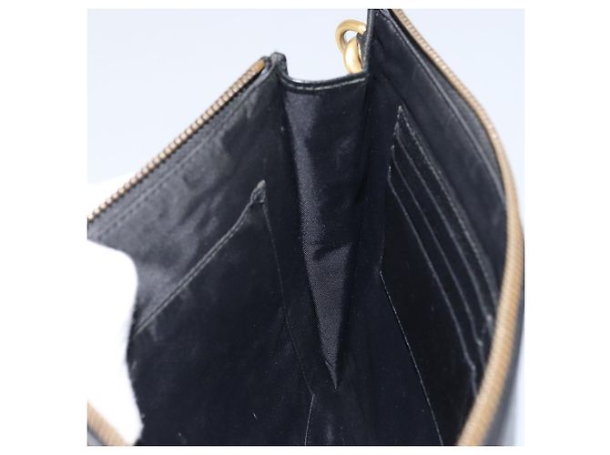 GUCCI Borsa Clutch Web Sherry in Pelle Nera e Oro 428758 Auth bs32046 Nero D'oro - vista 19