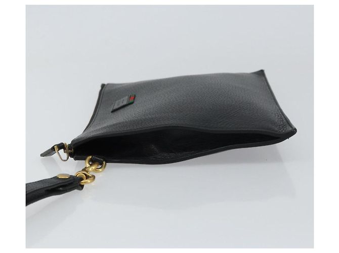 GUCCI Borsa Clutch Web Sherry in Pelle Nera e Oro 428758 Auth bs32046 Nero D'oro - vista 4