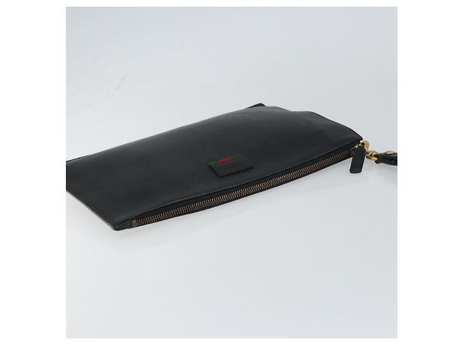 GUCCI Borsa Clutch Web Sherry in Pelle Nera e Oro 428758 Auth bs32046 Nero D'oro - vista 5