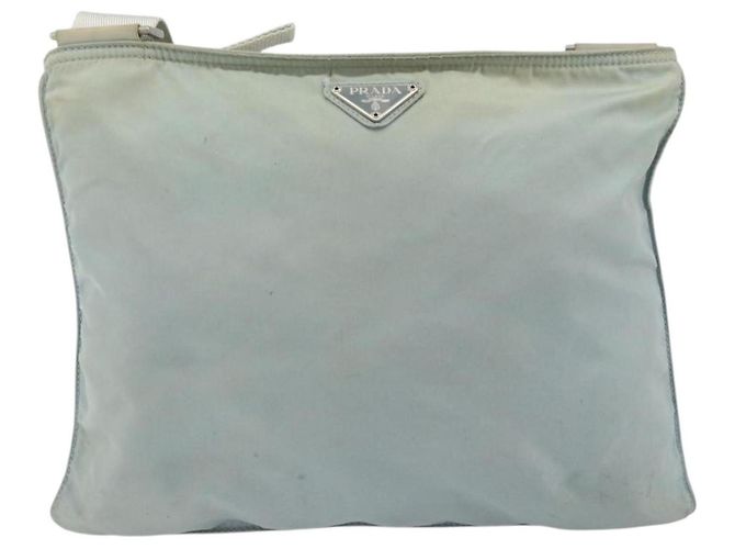 PRADA Schultertasche Nylon Hellblau Silber Authentisch 156862 - Ansicht 13