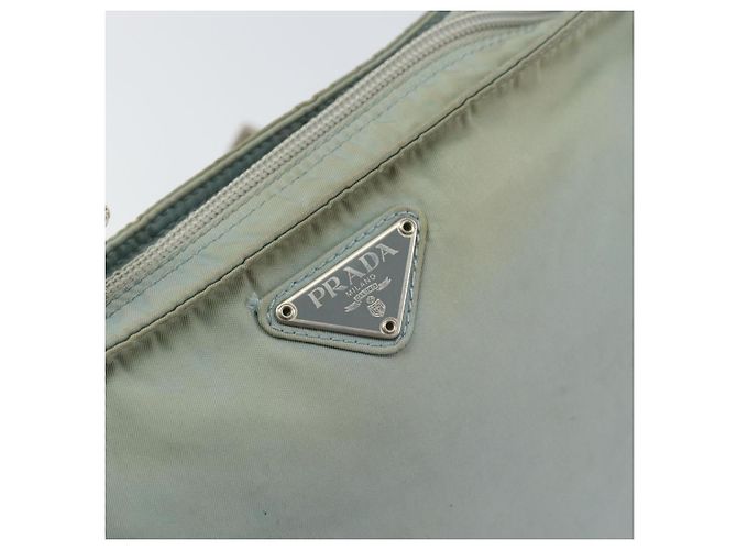 PRADA Schultertasche Nylon Hellblau Silber Authentisch 156862 - Ansicht 9