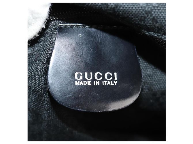 Borsa a mano in nylon Gucci Bamboo 2 vie nera oro 001 2058 1577 5 Auth gh1412 Nero D'oro - vista 19