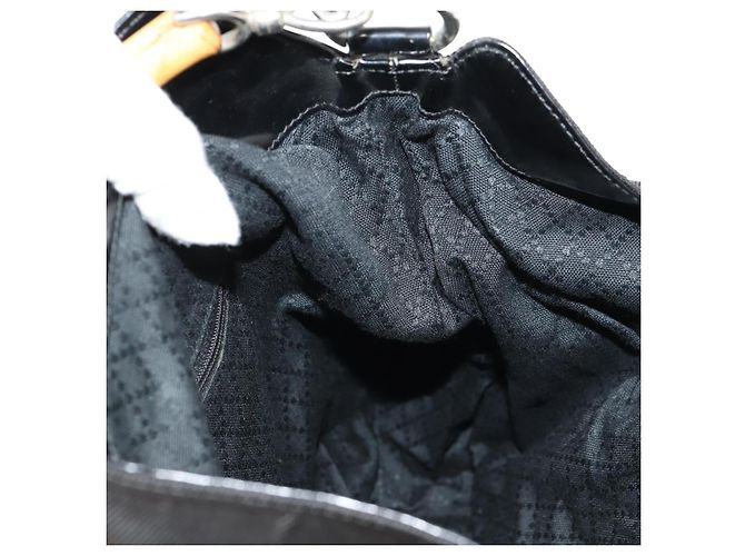 Borsa a mano in nylon Gucci Bamboo 2 vie nera oro 001 2058 1577 5 Auth gh1412 Nero D'oro - vista 21