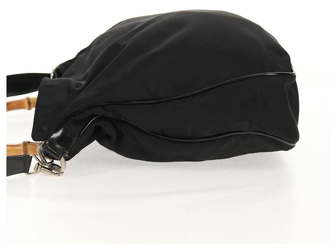 Borsa a mano in nylon Gucci Bamboo 2 vie nera oro 001 2058 1577 5 Auth gh1412 Nero D'oro - vista 3