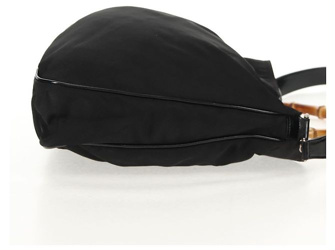 Borsa a mano in nylon Gucci Bamboo 2 vie nera oro 001 2058 1577 5 Auth gh1412 Nero D'oro - vista 4
