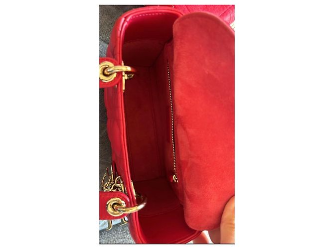 Borsa a mano Christian Dior Lady Dior in agnello rosso - vista 10