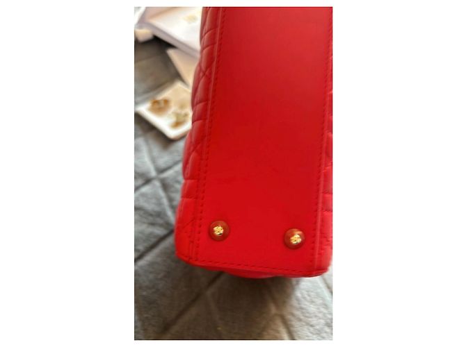 Borsa a mano Christian Dior Lady Dior in agnello rosso - vista 7