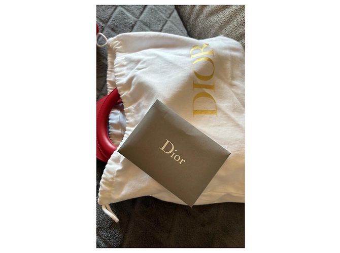 Borsa a mano Christian Dior Lady Dior in agnello rosso - vista 8