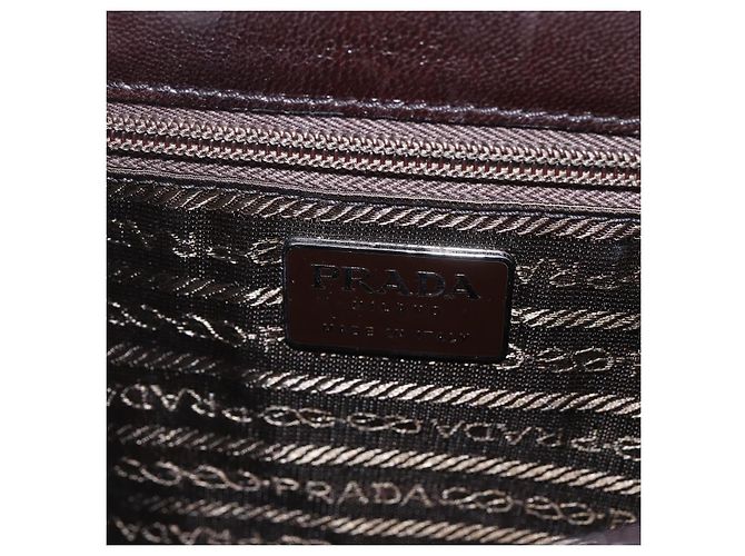 PRADA Borsa a Spalla con Catena Pelle plastica Marrone Scuro Auth am10365V - vista 10